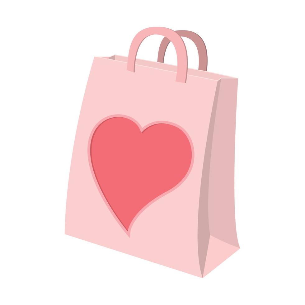 sac à provisions en papier avec l'icône de dessin animé de coeur vecteur