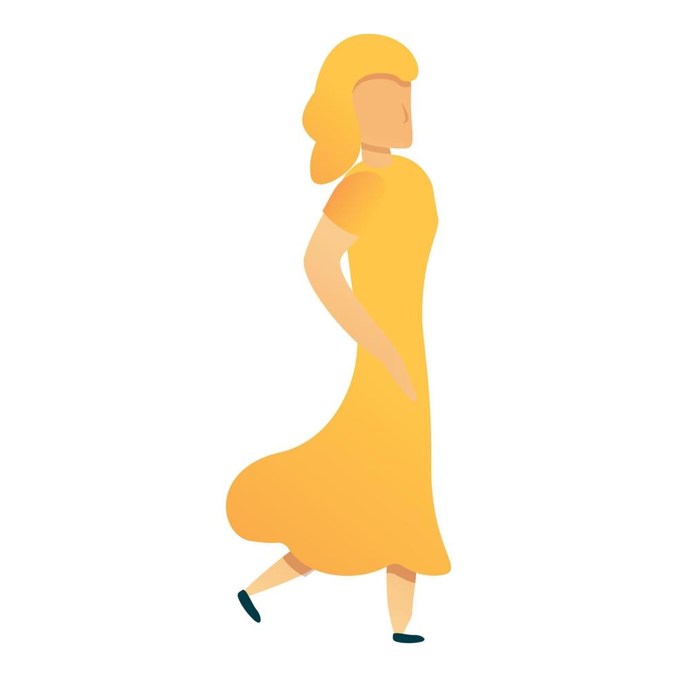 femme en icône de robe jaune, style cartoon vecteur