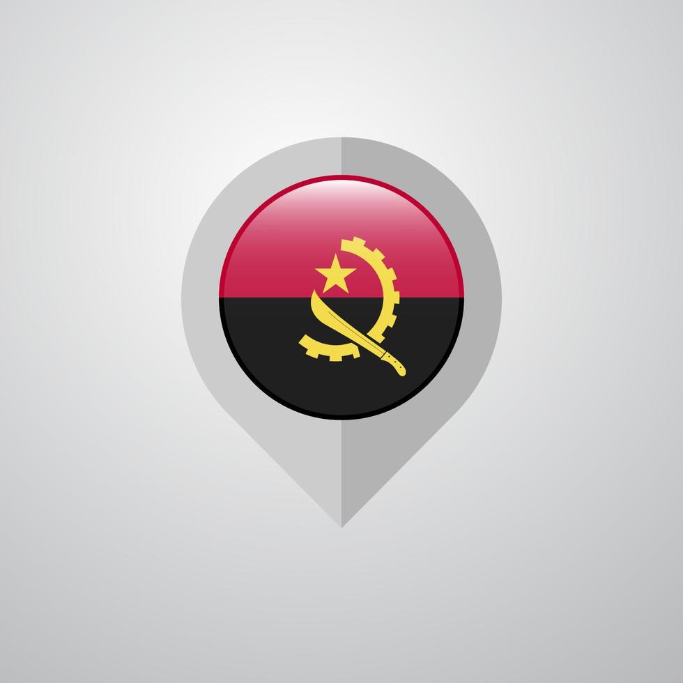 pointeur de navigation de carte avec le vecteur de conception du drapeau angola