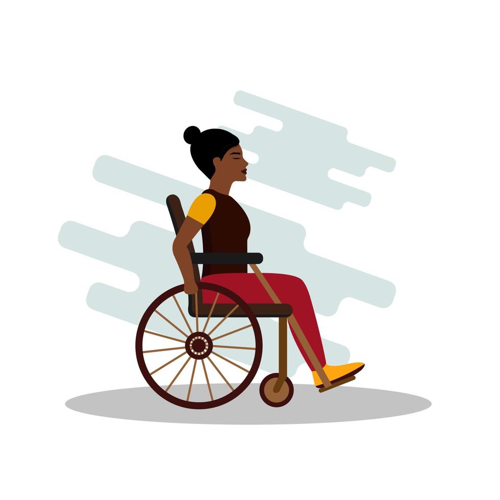 la fille est handicapée. une femme en fauteuil roulant. conception plate. vecteur. illustration. vecteur
