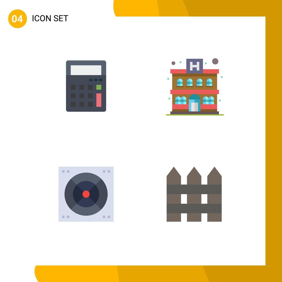 4 icônes créatives signes et symboles modernes de calculatrice salle de bain bureau hôtel clôture éléments de conception vectoriels modifiables vecteur