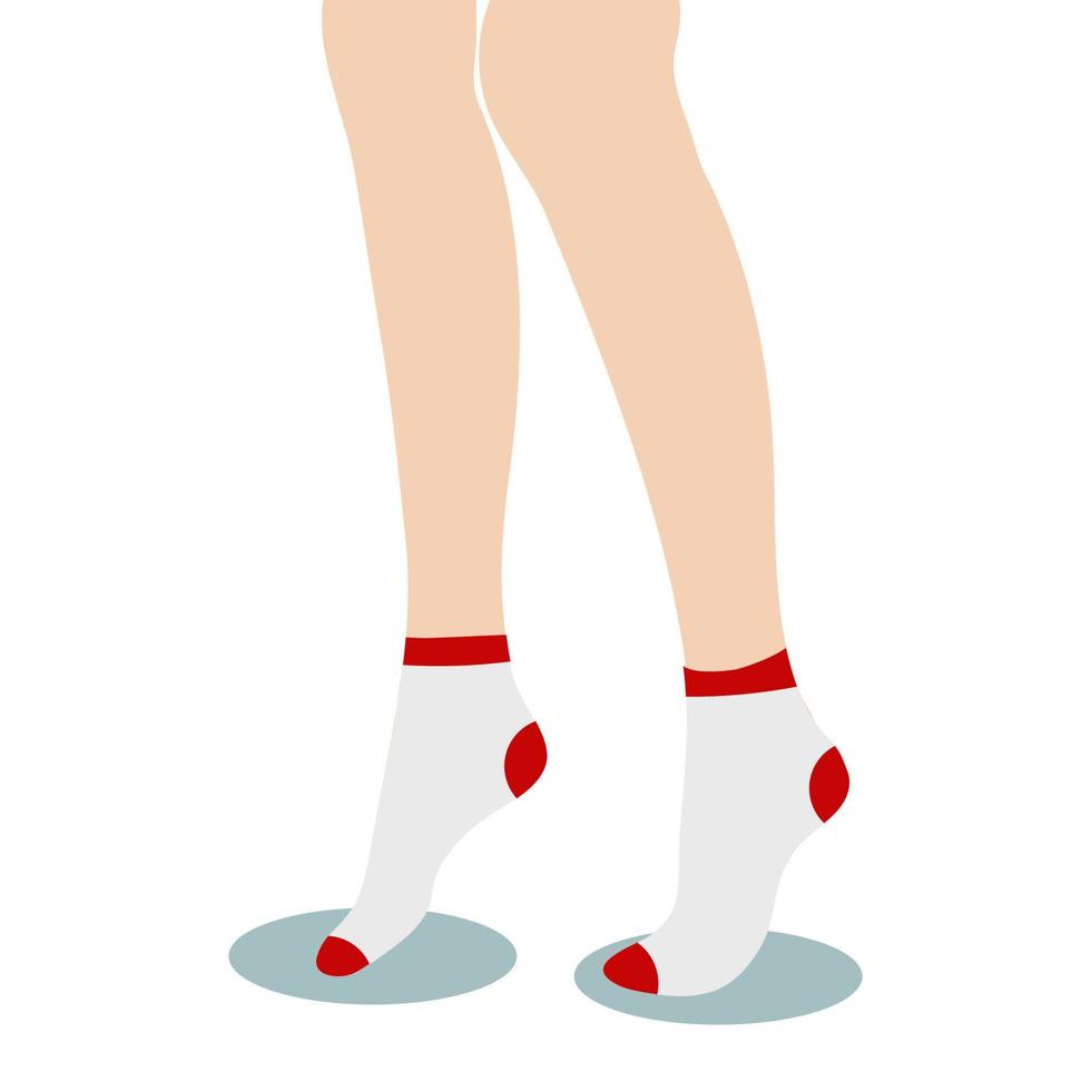 pieds de femmes en chaussettes blanches sur fond clair. image vectorielle isolée à utiliser sur le site Web ou la conception d'emballages vecteur