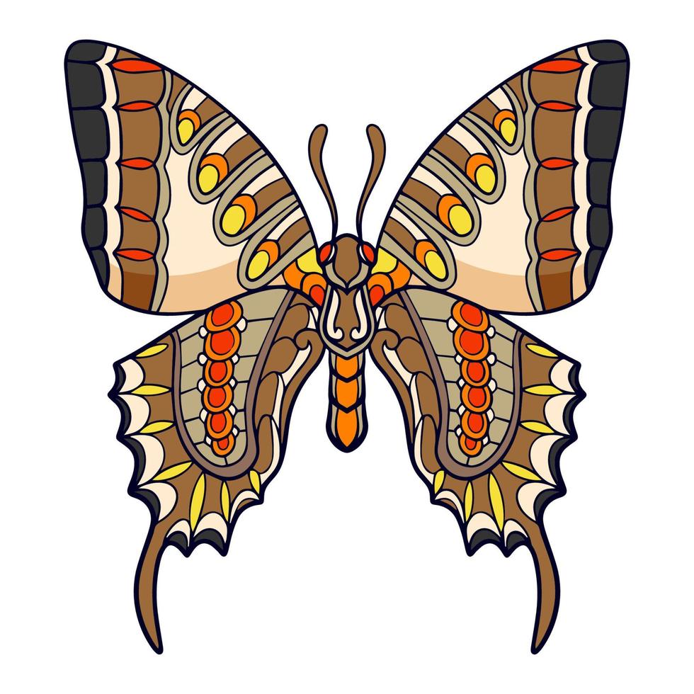arts de mandala papillon coloré isolé sur fond blanc vecteur