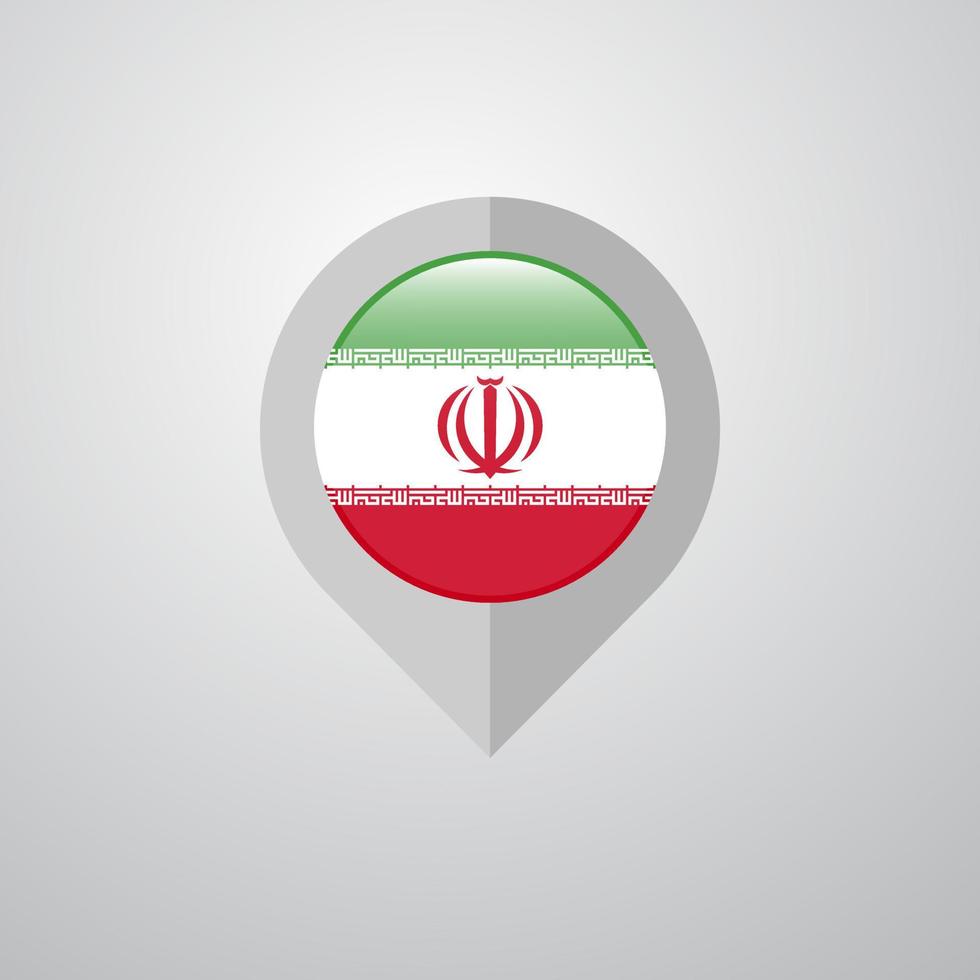 pointeur de navigation de carte avec vecteur de conception de drapeau iran