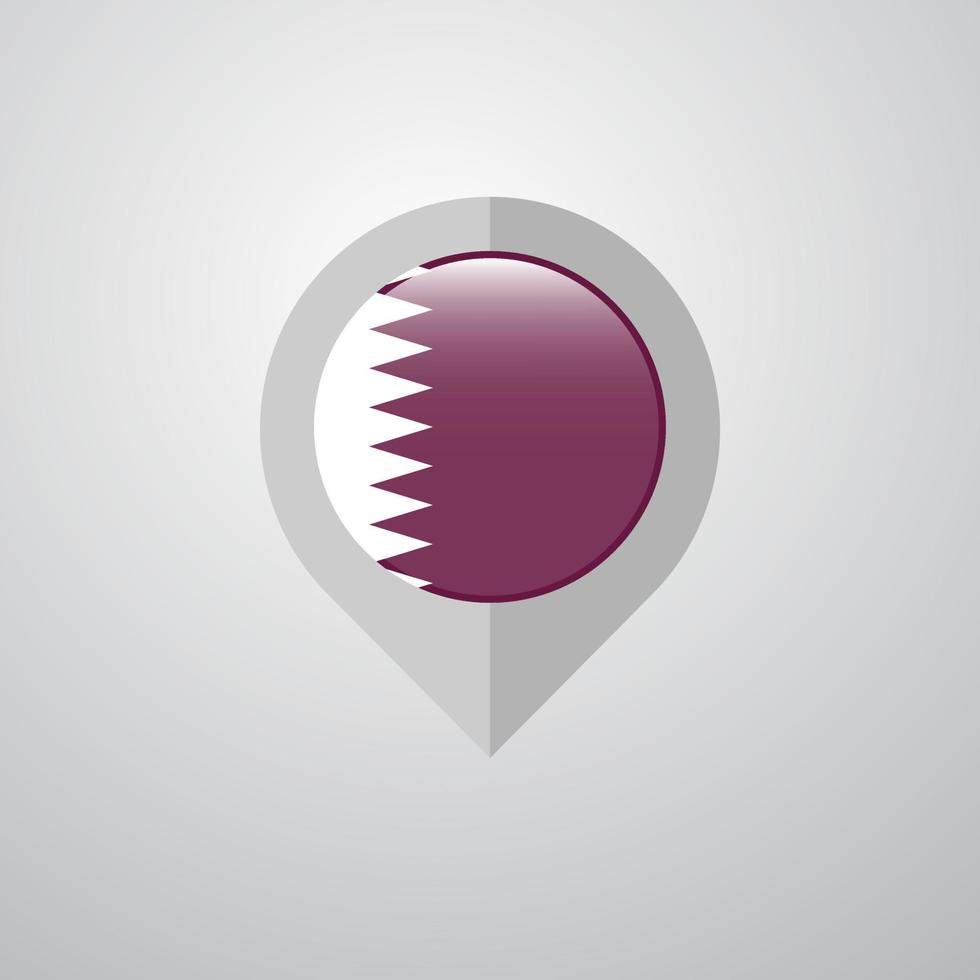 pointeur de navigation de carte avec le vecteur de conception du drapeau qatar