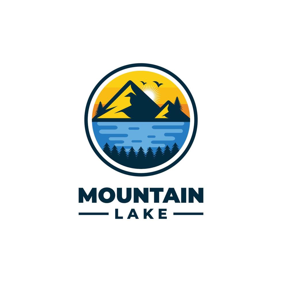 vecteur de conception de logo de lac de montagne