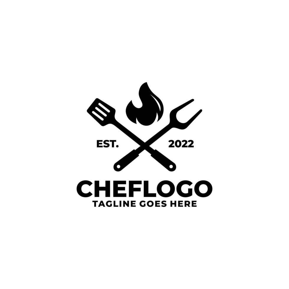 vecteur de conception de logo de chef de barbecue