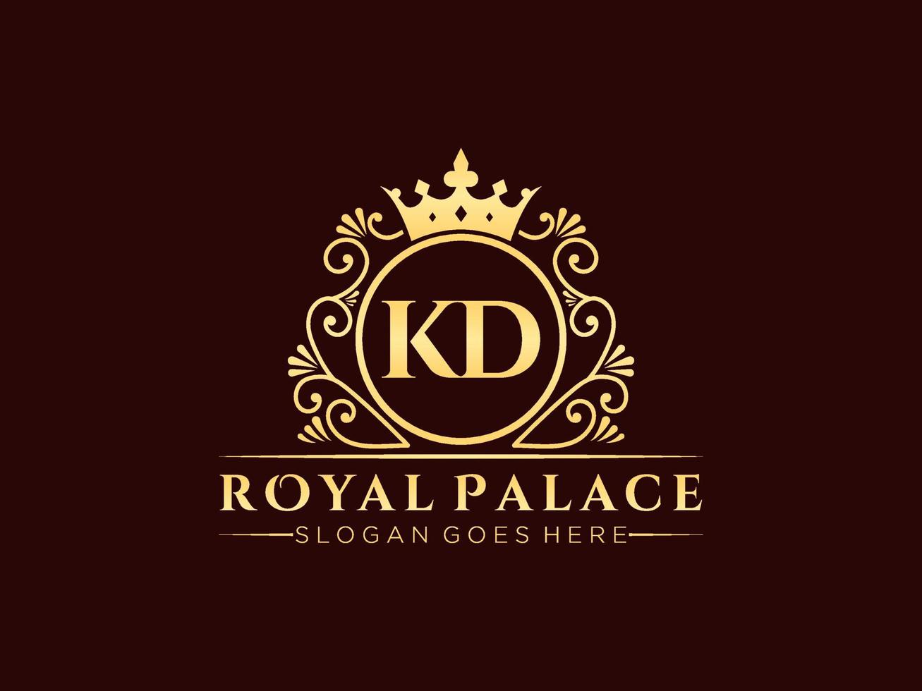 lettre kd logo victorien de luxe royal antique avec cadre ornemental. vecteur