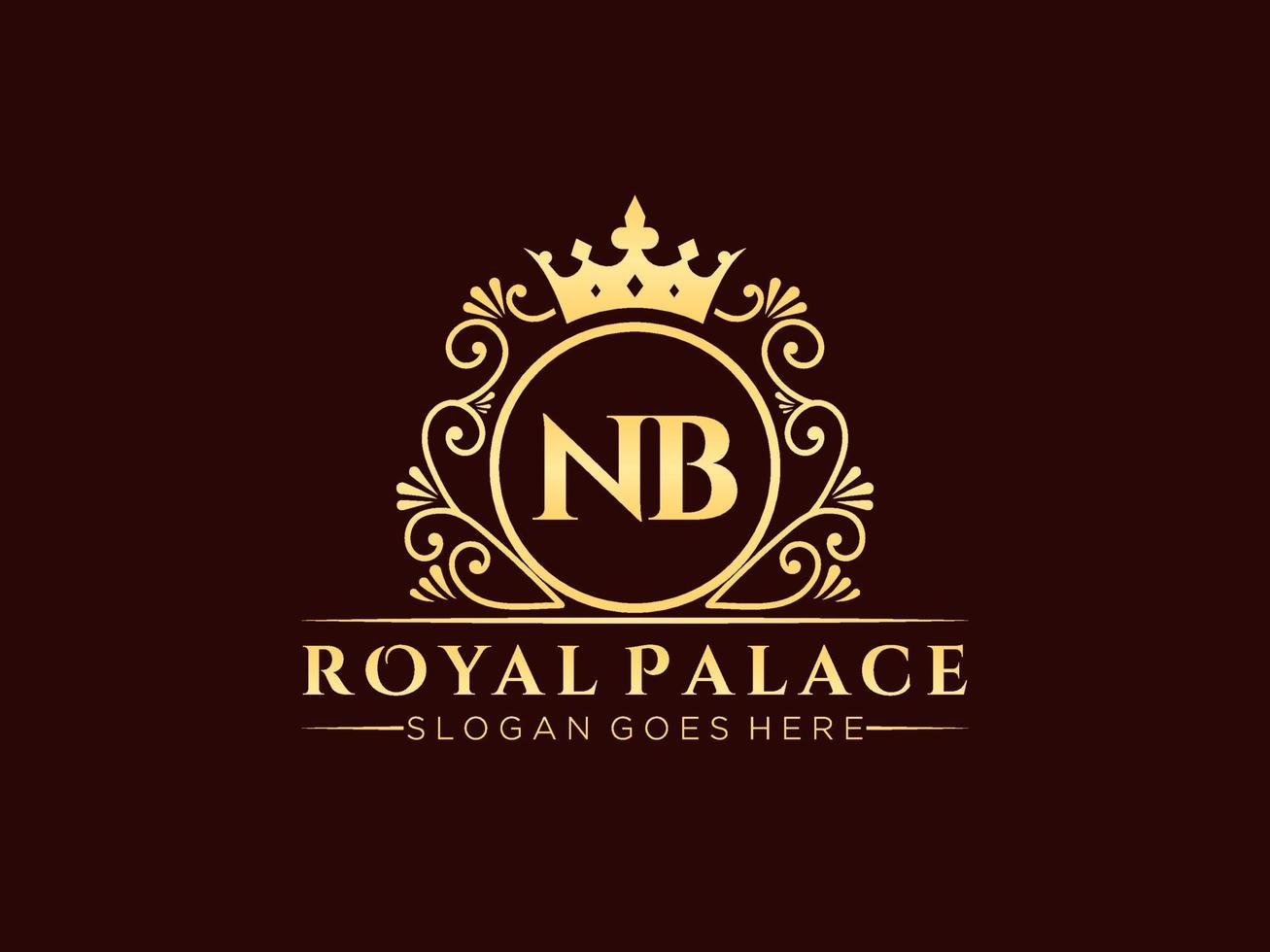 lettre nb logo victorien de luxe royal antique avec cadre ornemental. vecteur