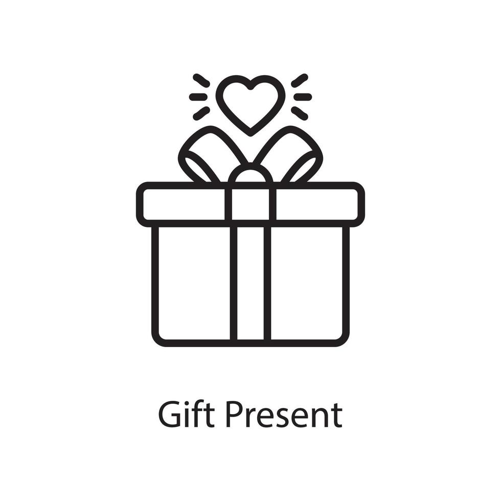 illustration de conception d'icône de contour de vecteur présent de cadeau. symbole d'amour sur fond blanc fichier eps 10