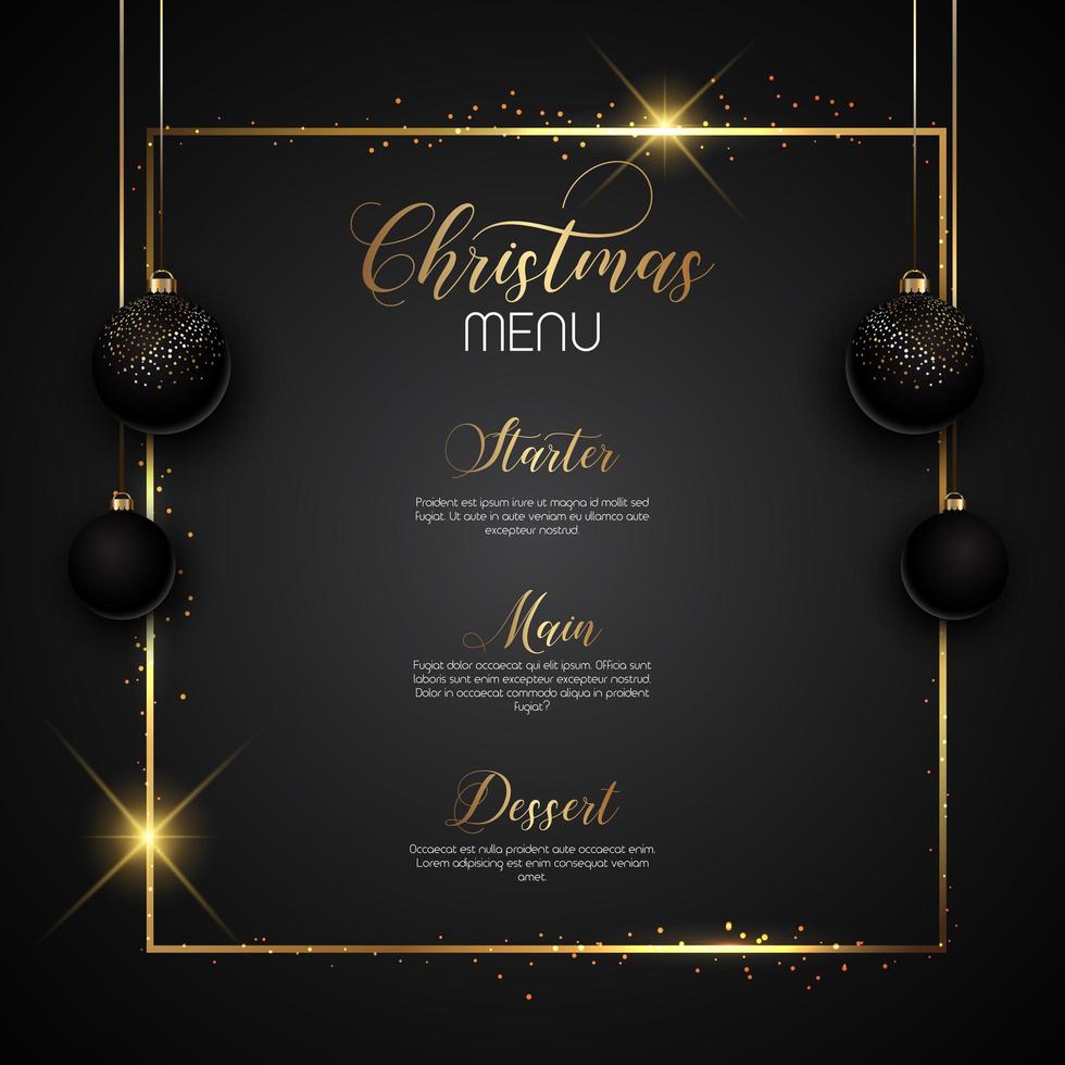 conception de menu scintillant de noël vecteur