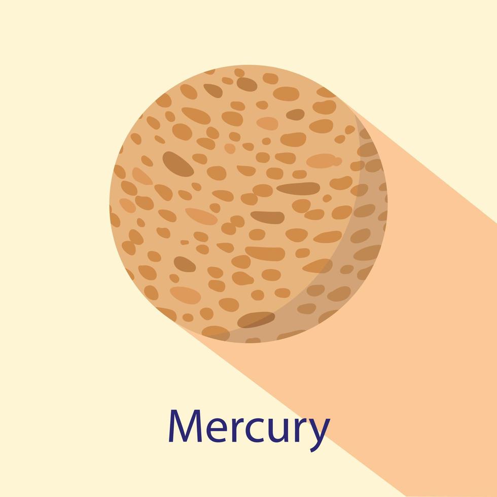 icône de la planète mercure, style plat vecteur