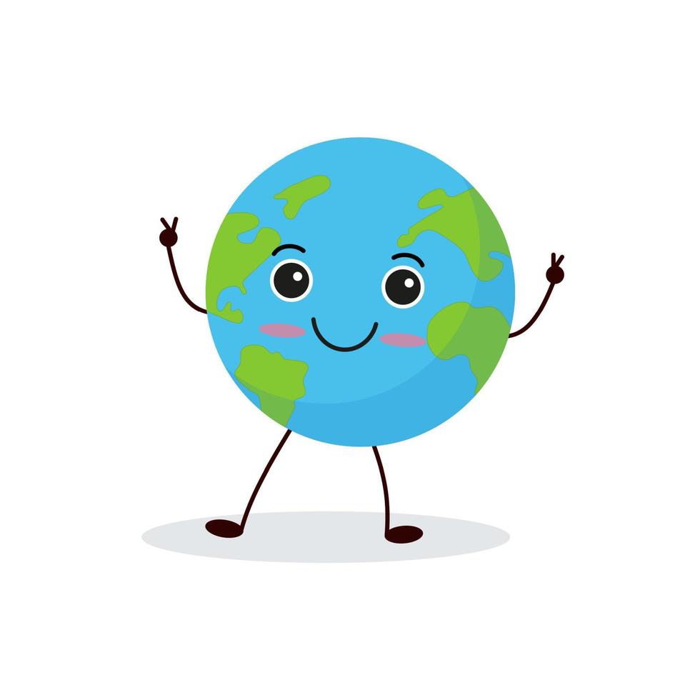 personnage mignon de la planète terre. collection d'emoji de planète de dessin animé. illustration vectorielle de la carte du jour de la terre vecteur