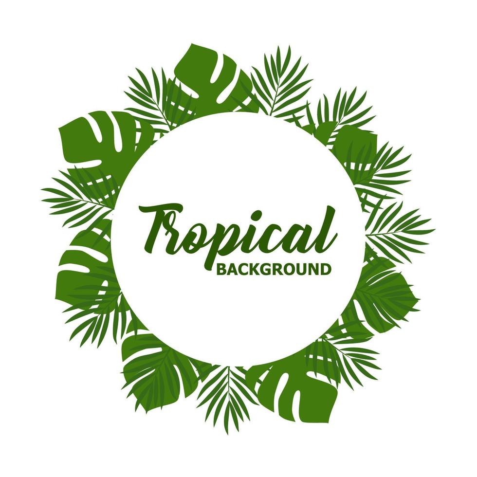 fond tropical d'été vert avec des feuilles de palmier exotiques et des plantes. fond floral de vecteur. vecteur