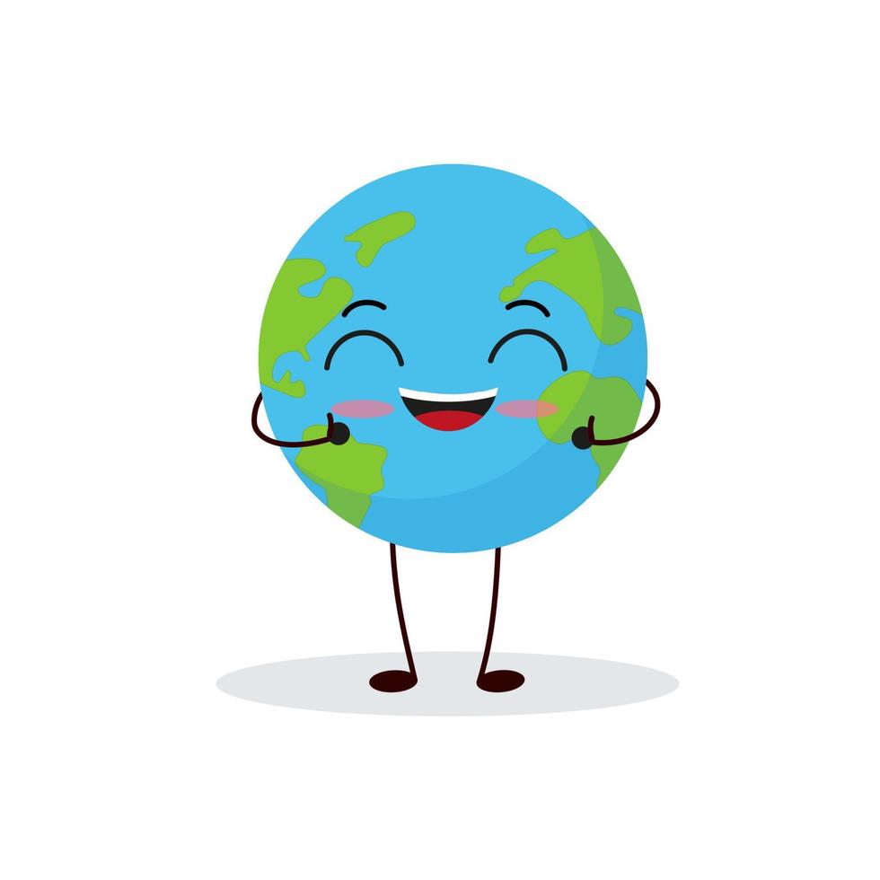 personnage mignon de la planète terre. collection d'emoji de planète de dessin animé. illustration vectorielle de la carte du jour de la terre vecteur