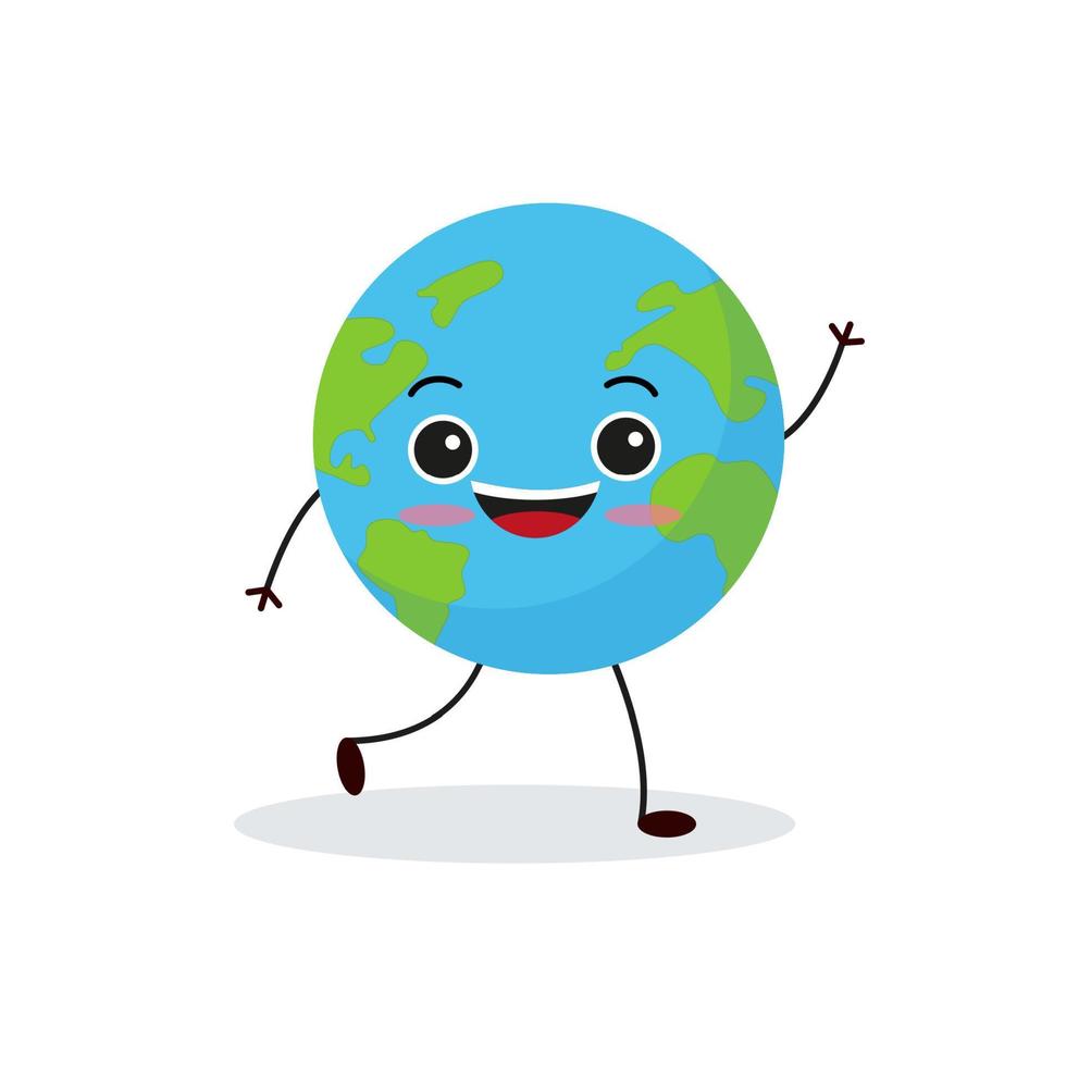 personnage mignon de la planète terre. collection d'emoji de planète de dessin animé. illustration vectorielle de la carte du jour de la terre vecteur