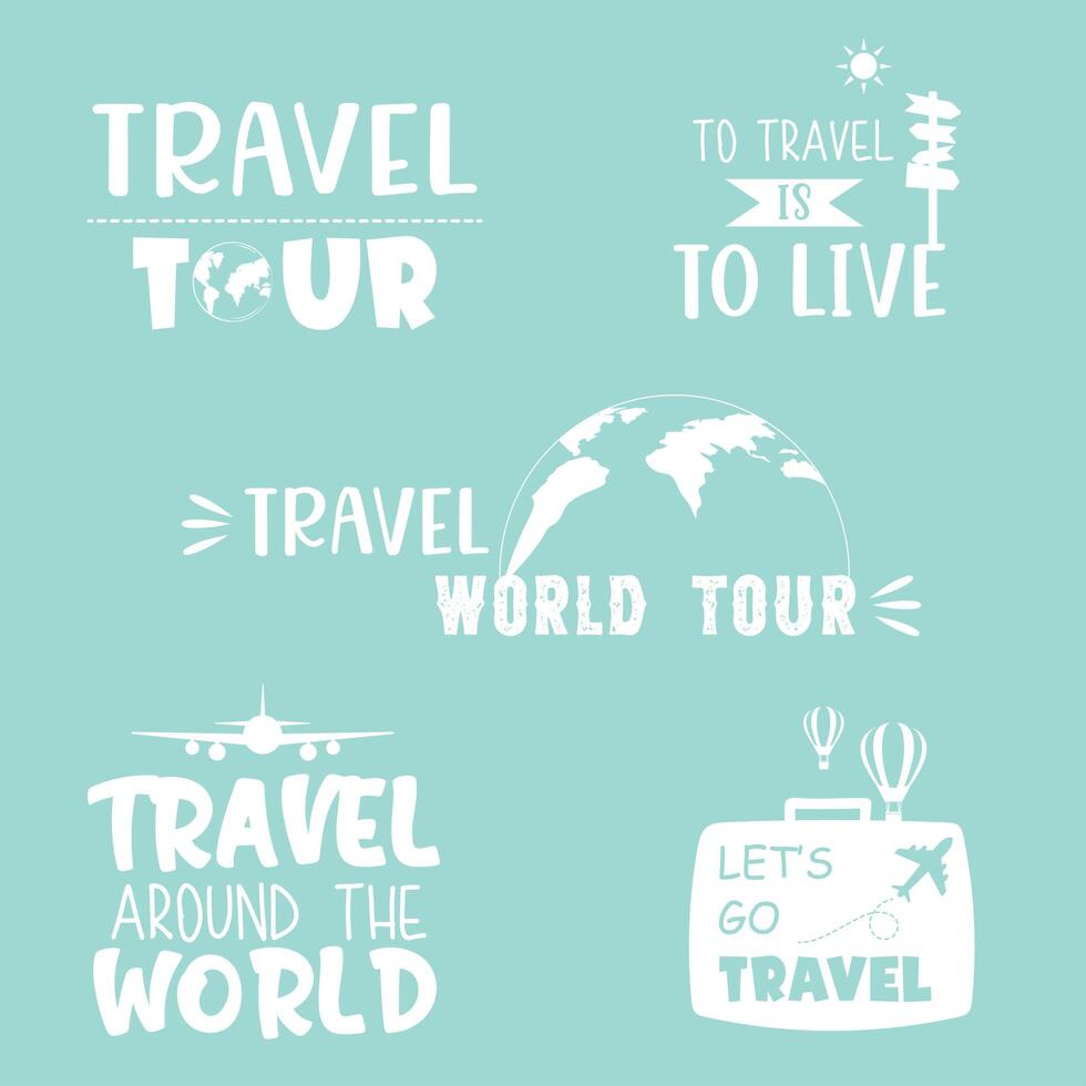 graphiques et phrases de voyage et de tourisme vecteur