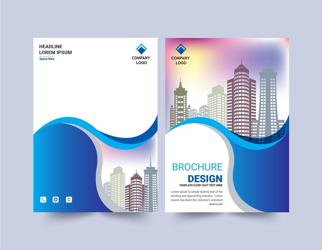 modèle de conception de brochure design vague bleue vecteur