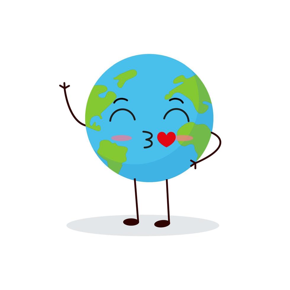 personnage mignon de la planète terre. collection d'emoji de planète de dessin animé. illustration vectorielle de la carte du jour de la terre vecteur