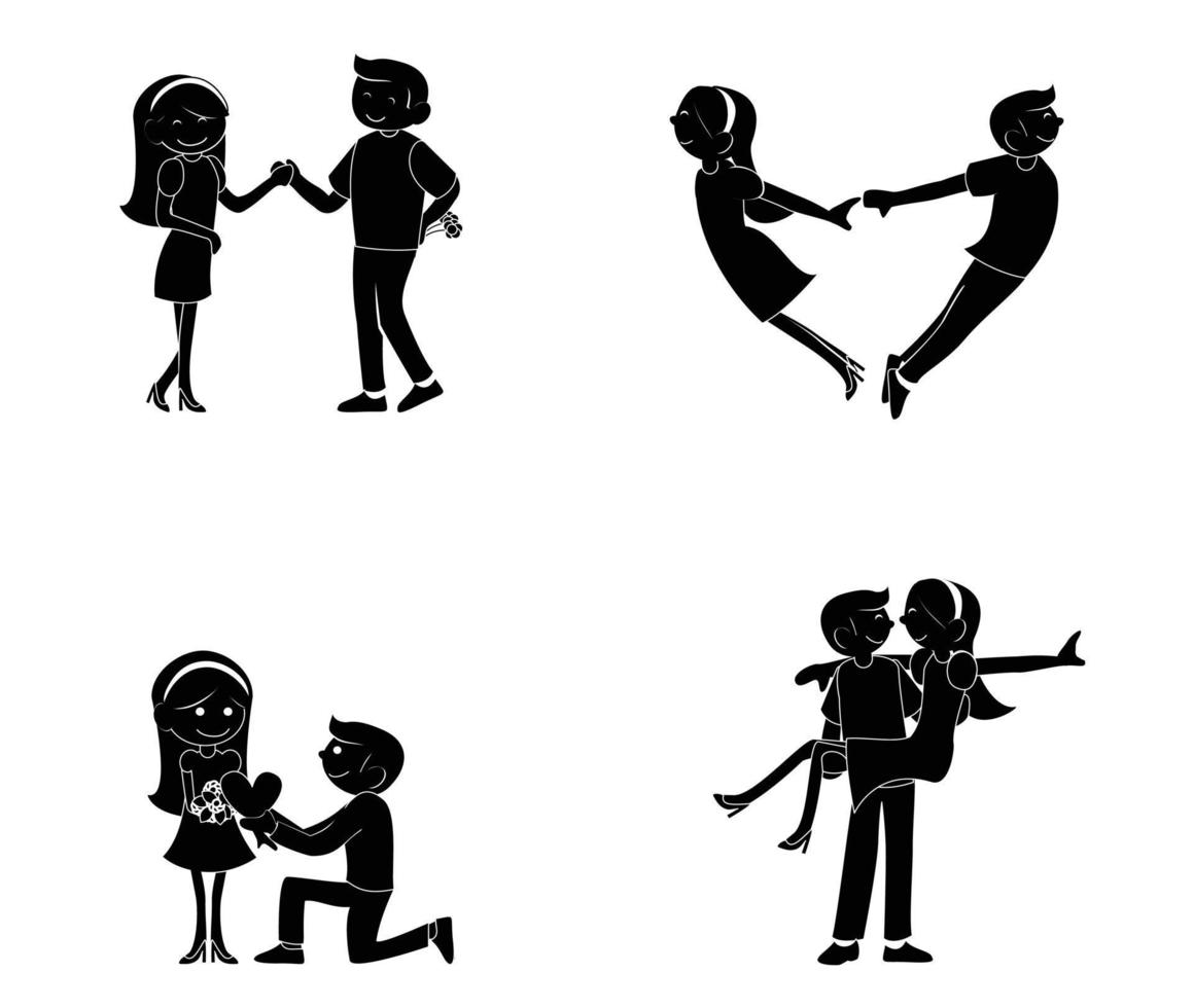 ensemble, couple, silhouette, illustration vecteur