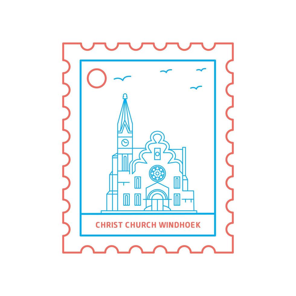 christ church windhoek timbre-poste bleu et rouge style ligne illustration vectorielle vecteur