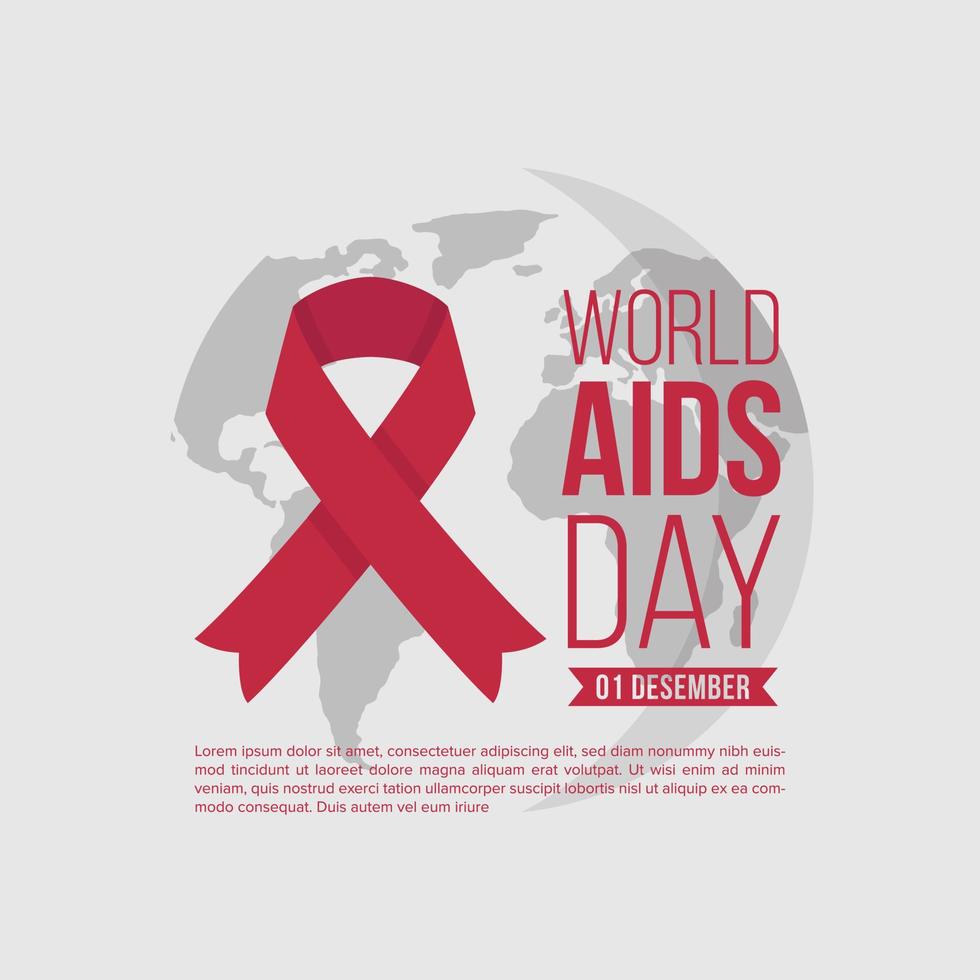 journée mondiale du sida conception des médias sociaux poster ruban rouge terre vecteur