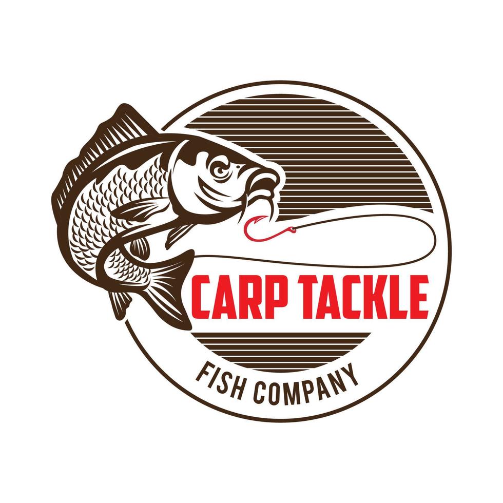 logo de pêche à la carpe, parfait pour la conception de logo de société de fournisseur de poisson et de produit de marque vecteur