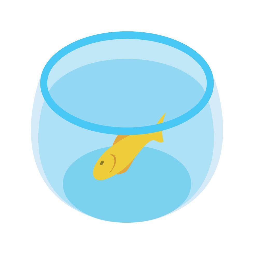 aquarium avec icône 3d isométrique de poisson rouge vecteur