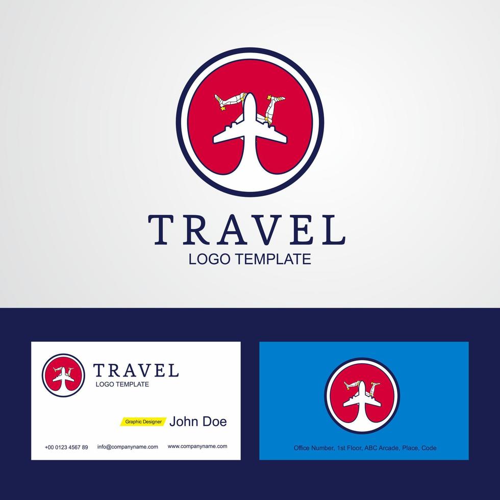 voyage île de man cercle créatif logo drapeau et conception de carte de visite vecteur