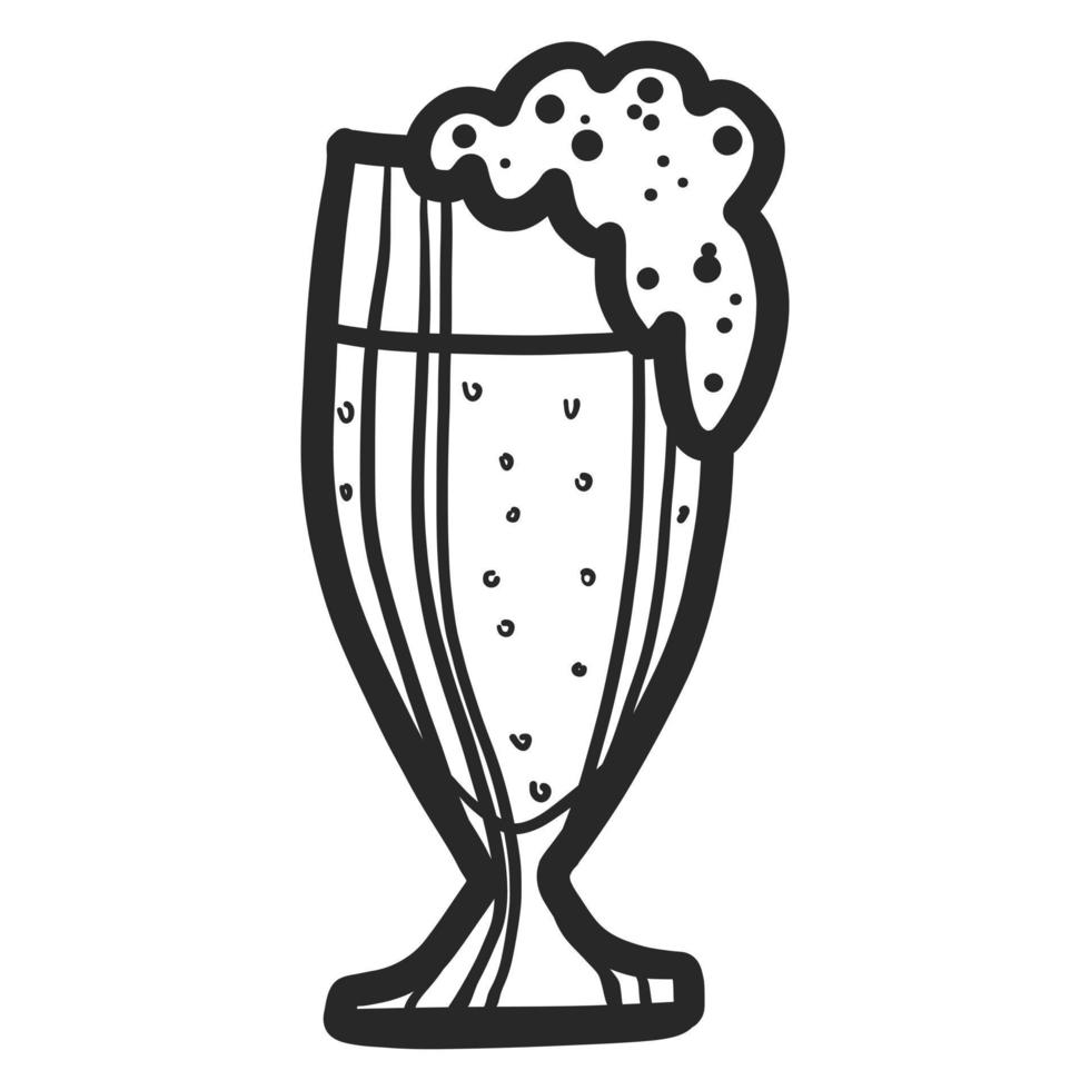 icône de verre de bière allemande, style dessiné à la main vecteur