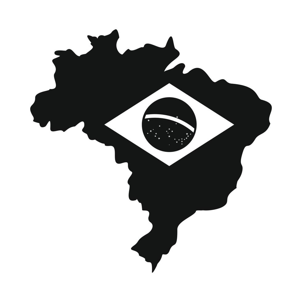 carte du brésil avec l'image du drapeau national vecteur
