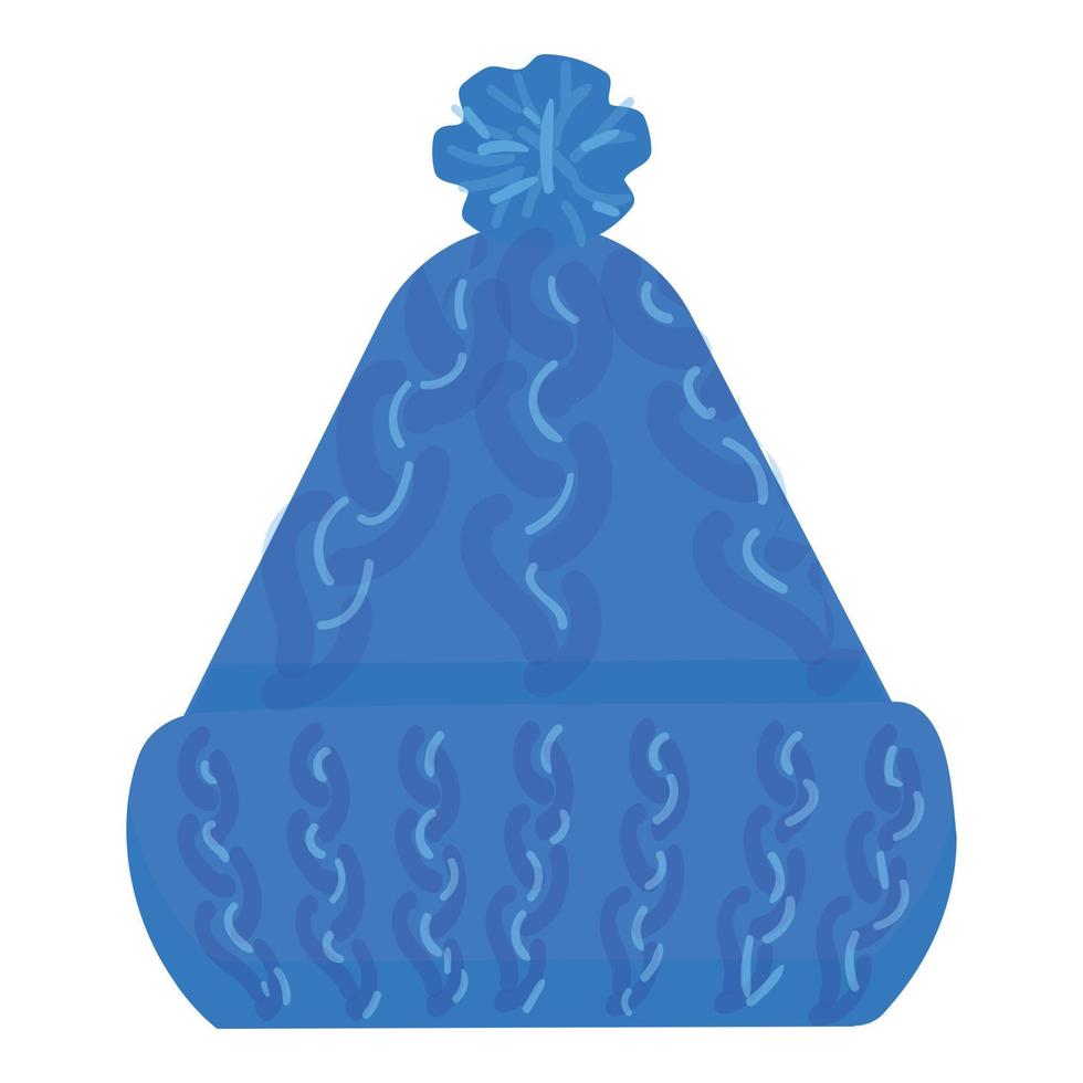 vecteur de dessin animé d'icône de chapeau de laine bleue. casquette