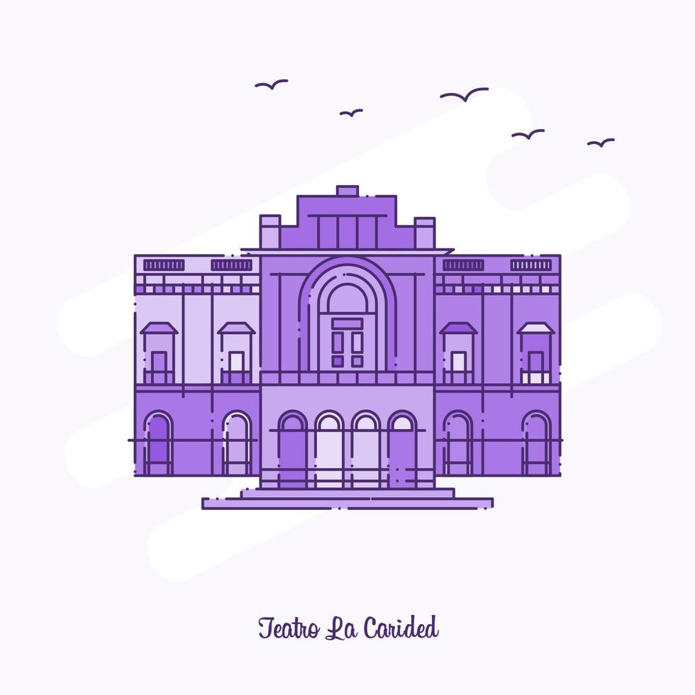 teatro la carided vue pointillé violet skyline vector illustration
