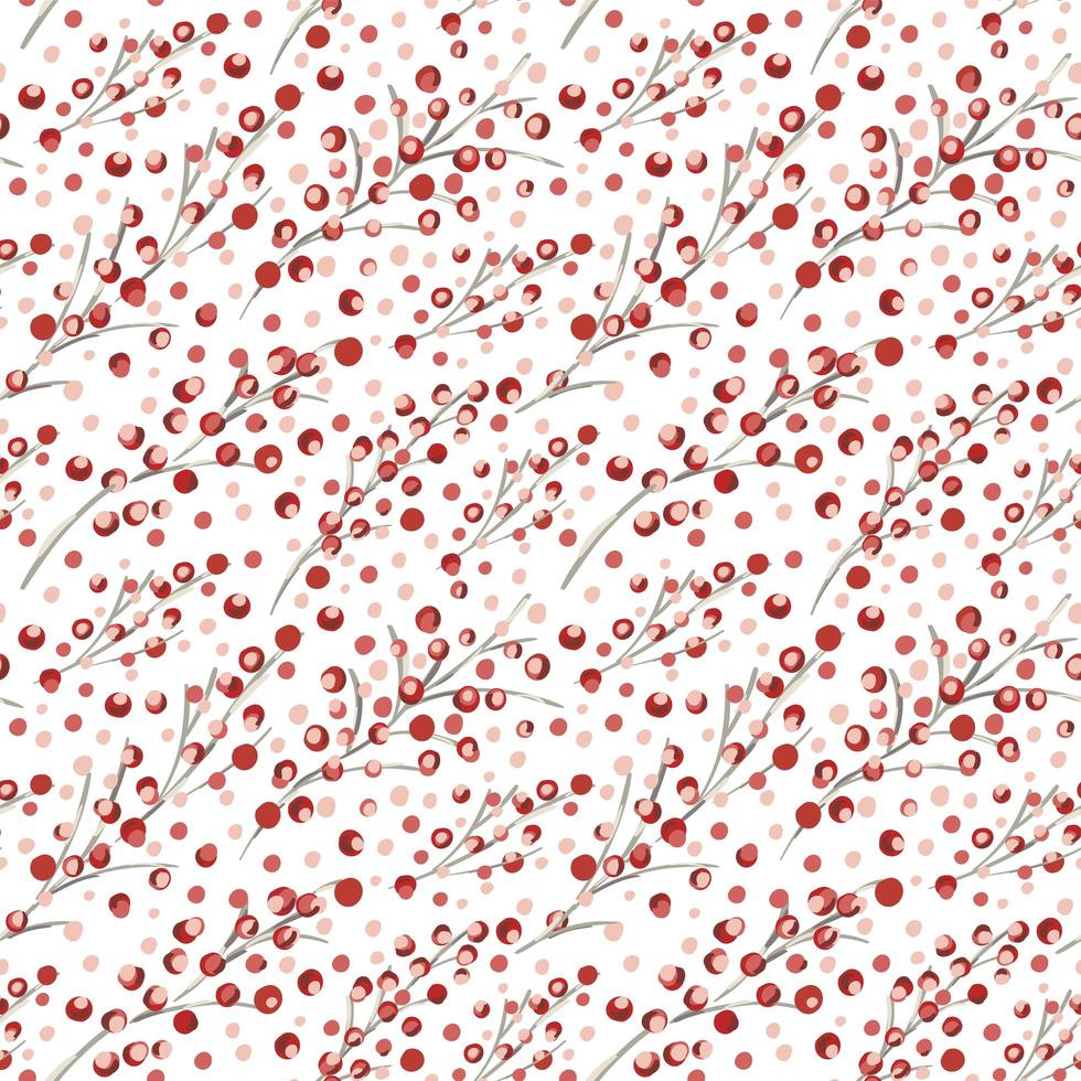 branches de noël de style aquarelle avec motif de baies rouges vecteur