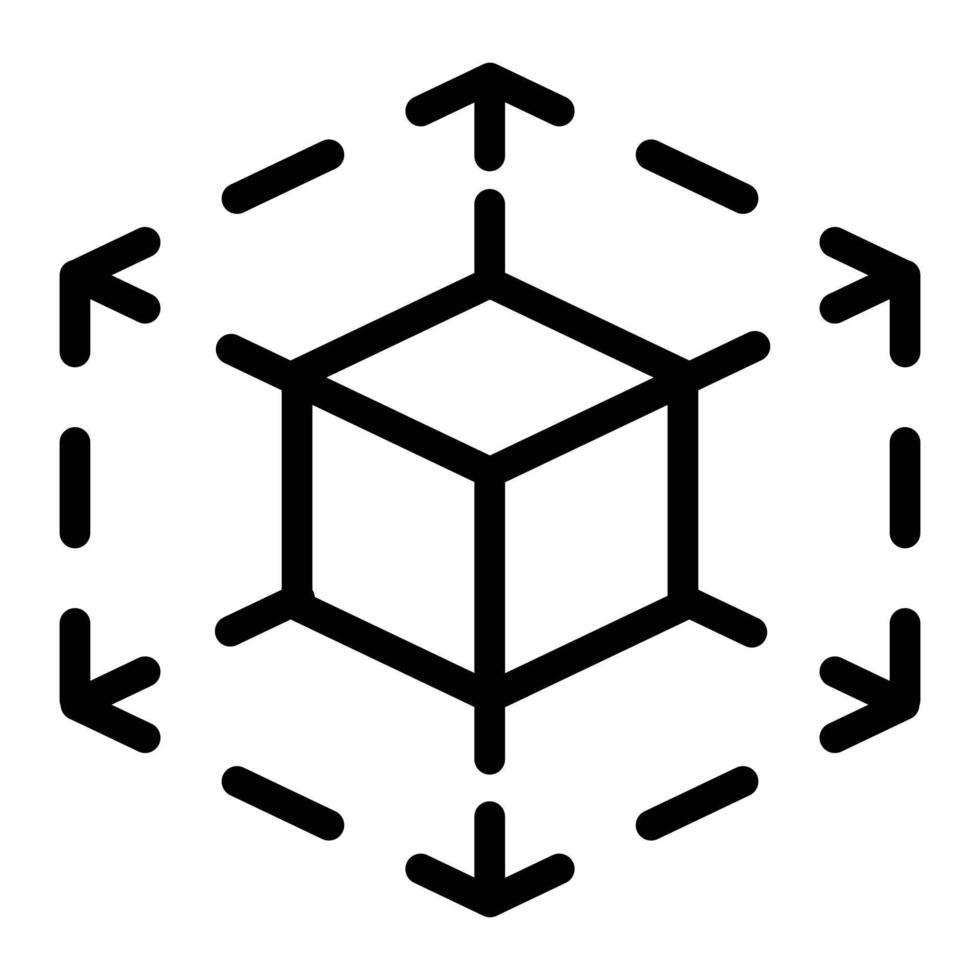 icône de l'espace cube, style de contour vecteur