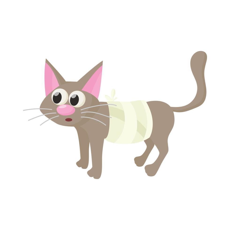 chat avec une icône de blessure, style cartoon vecteur