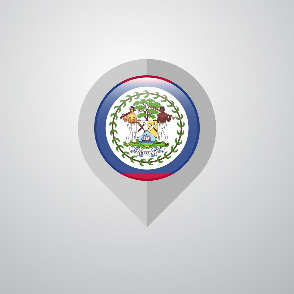 pointeur de navigation de carte avec le vecteur de conception du drapeau du belize