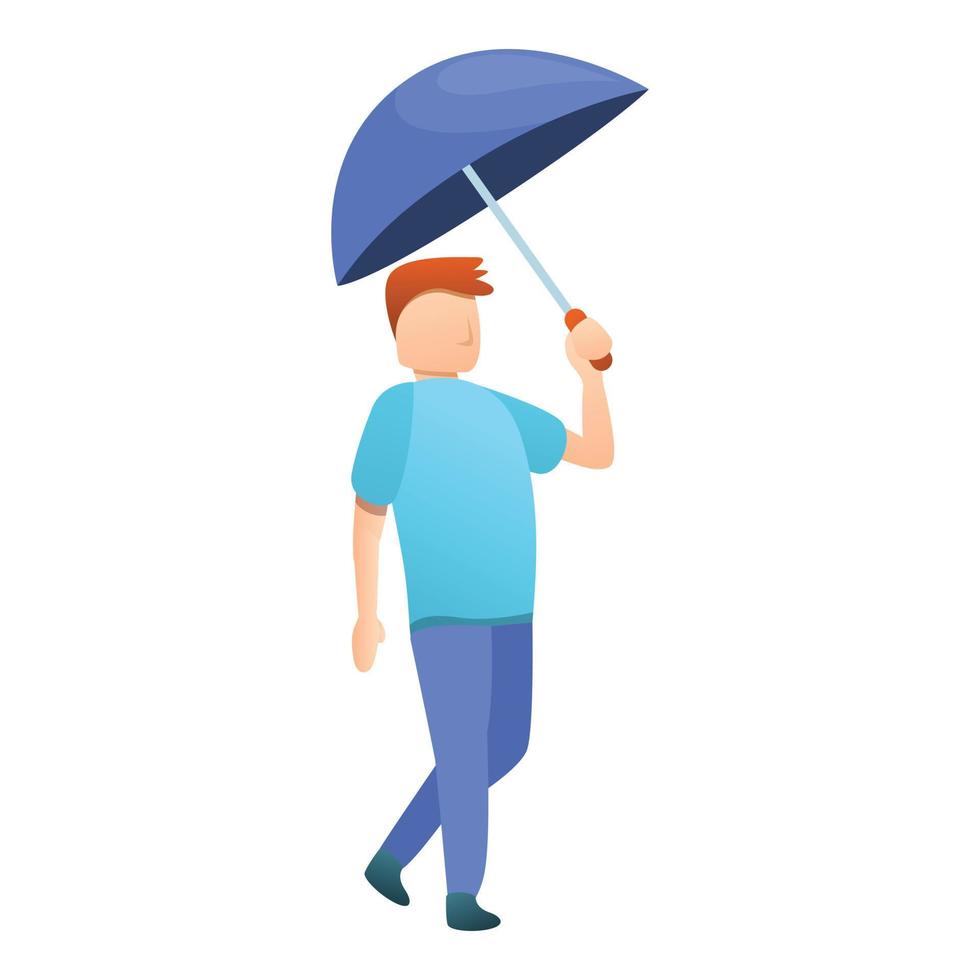 icône de parapluie bleu homme moderne, style cartoon vecteur