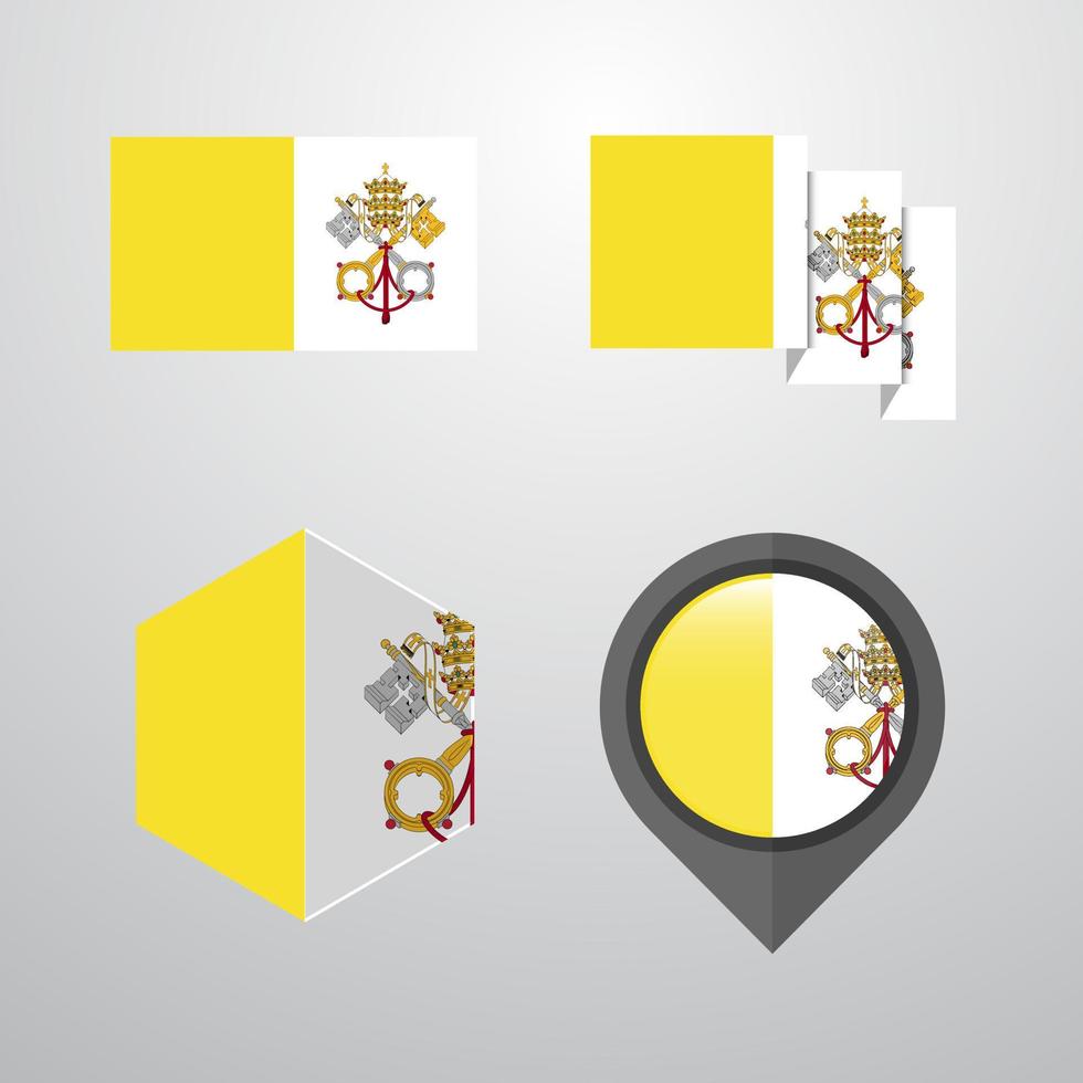 vatican, saint-siège, drapeau, conception, ensemble, vecteur