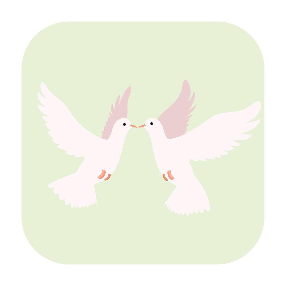icône de dessin animé de deux colombes vecteur