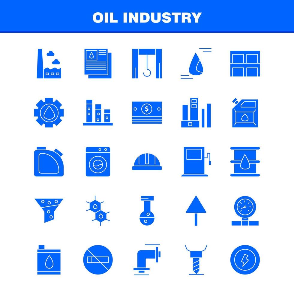 pack d'icônes de glyphe solide de l'industrie pétrolière pour les concepteurs et les développeurs vecteur