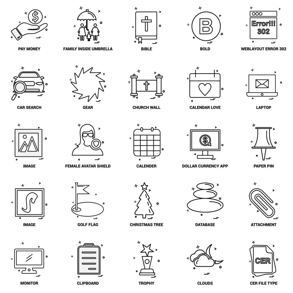 25 jeu d'icônes de ligne de mélange de concept d'entreprise vecteur