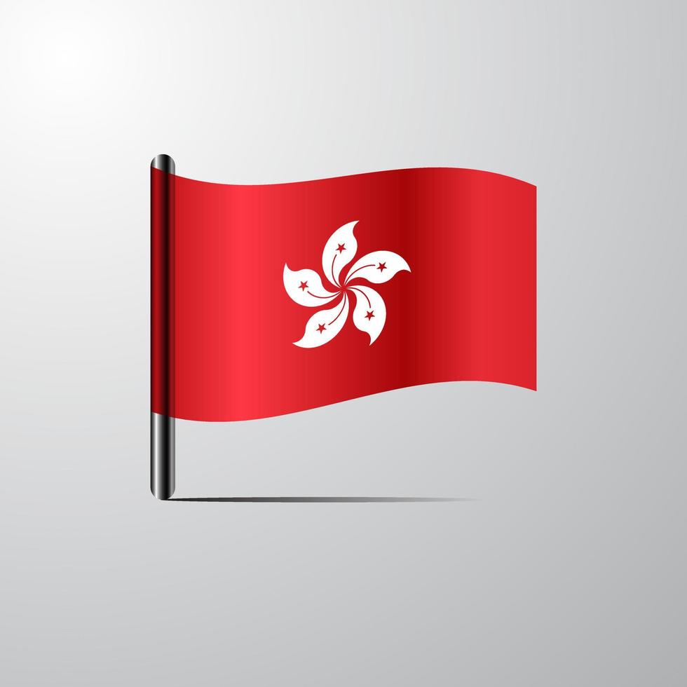 hong kong agitant le vecteur de conception de drapeau brillant