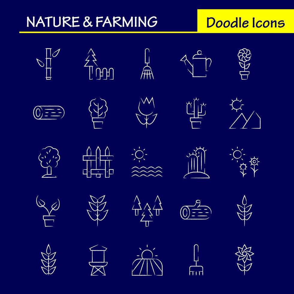 nature et agriculture pack d'icônes dessinées à la main pour les concepteurs et les développeurs icônes de grange bâtiment porte ferme agriculture nature ronde montagne vecteur