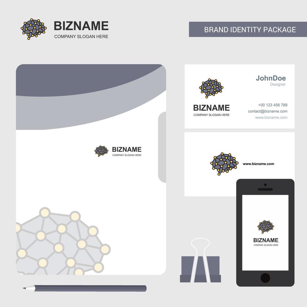 couverture de fichier de logo d'entreprise cerveau carte de visite et illustration vectorielle de conception d'application mobile vecteur