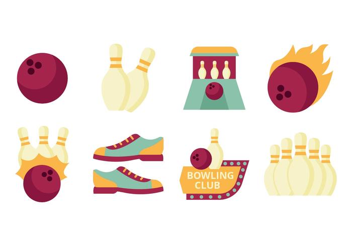 Flat gratuit Bowling Element Collection Vector