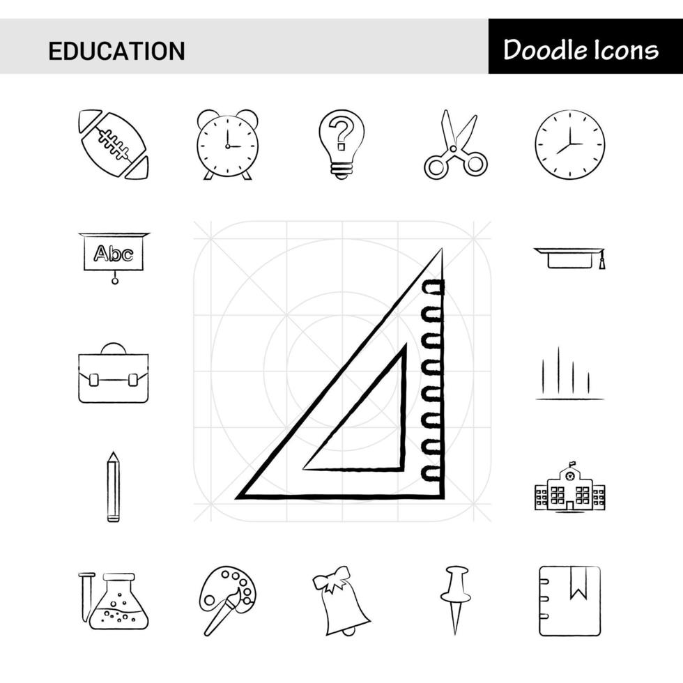 ensemble de 17 jeux d'icônes dessinées à la main de l'éducation vecteur