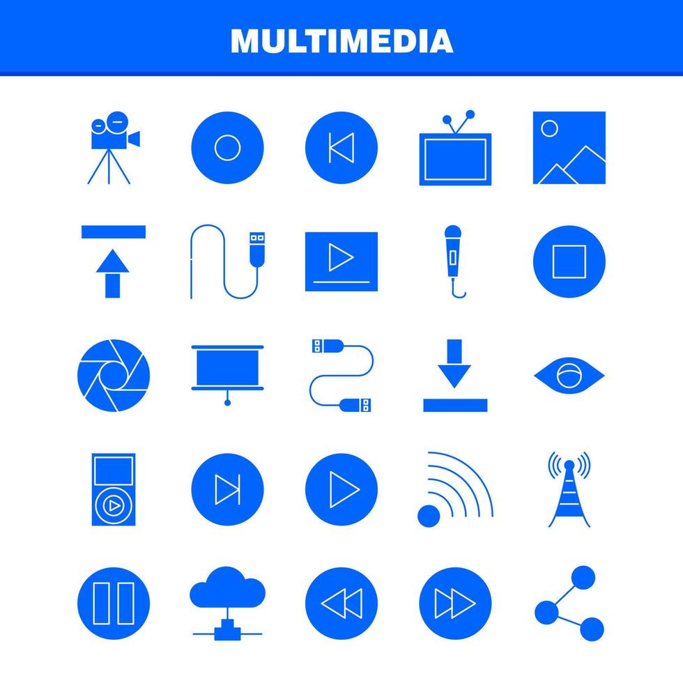 icône de glyphe solide multimédia pour l'impression web et le kit uxui mobile tel que microphone mike musique audio avance rapide jouer pictogramme pack vecteur
