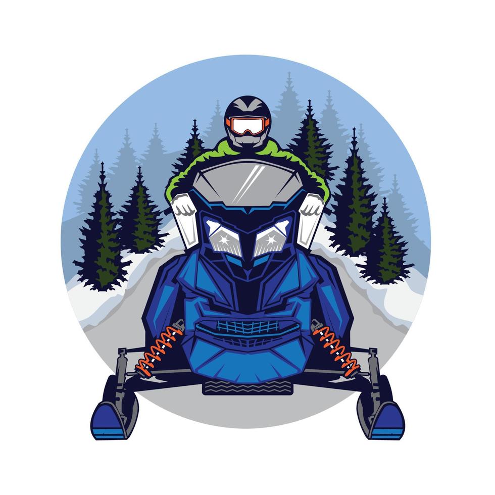 illustration vectorielle d'aventure en motoneige, parfaite pour la conception de t-shirts et la conception de logo de magasin et de location de motoneige vecteur