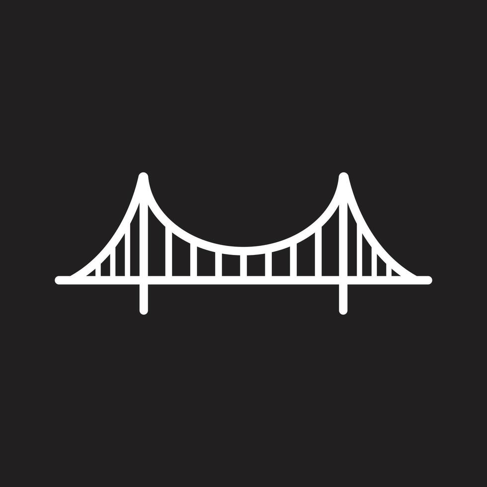 eps10 vecteur blanc golden gate bridge ligne icône d'art isolé sur fond noir. symbole de contour de pont suspendu dans un style moderne simple et plat pour la conception de votre site Web, votre logo et votre application mobile